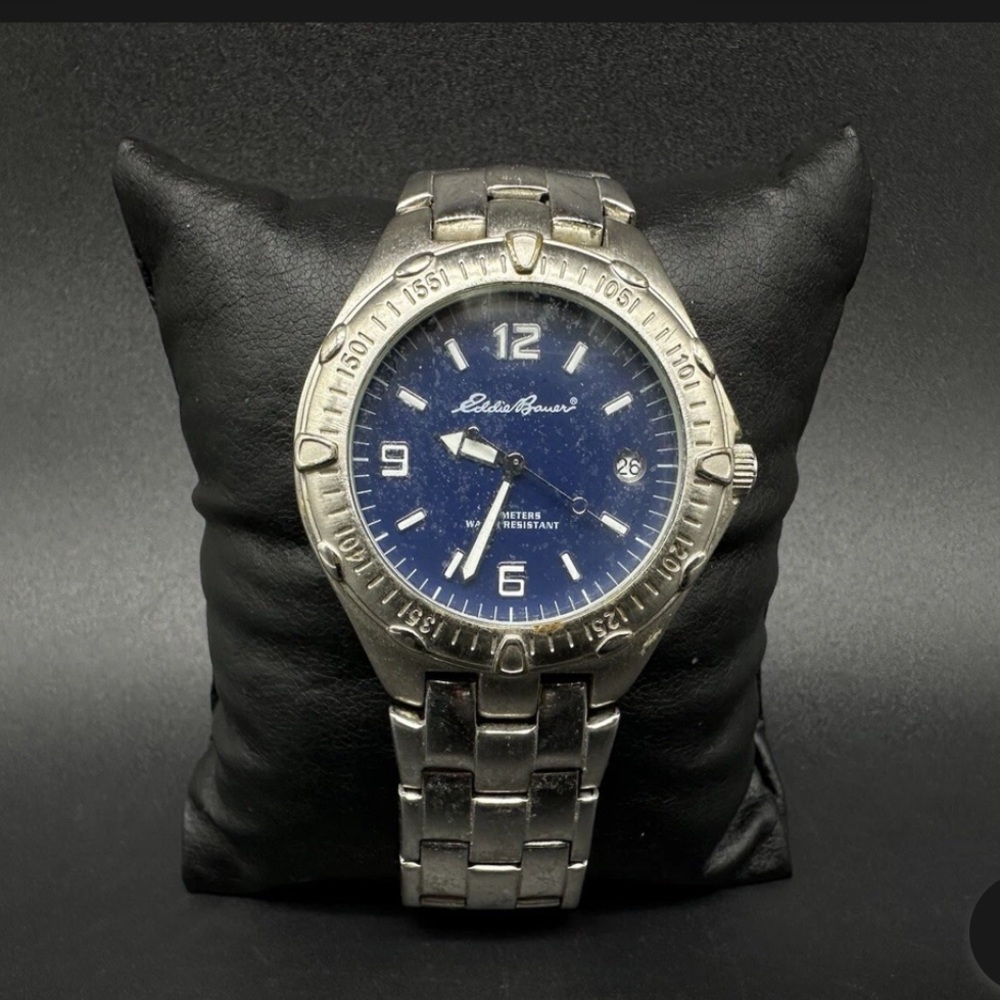 Eddie Bauer Men's Watch with Blue Dial and Stainless Steel Band